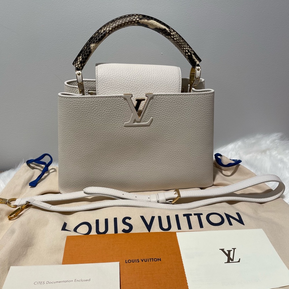 White leather with python handle Louis Vuitton handbag